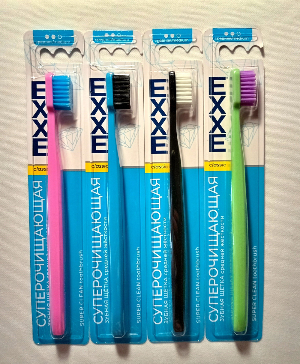 Зубная щётка "Exxe Суперочищающая", средняя жесткость, разные цвета