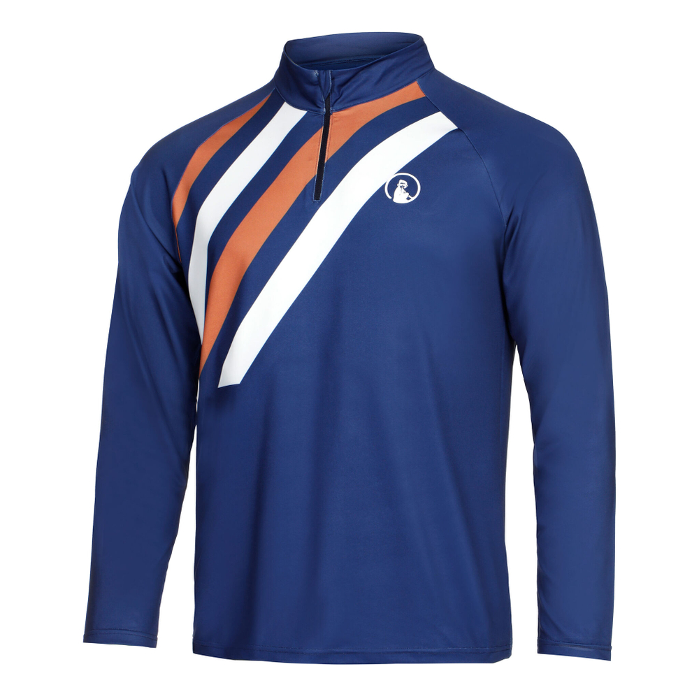 Мужское теннисное поло Quiet Please Retro Stripe Long Sleeve Men - Blue