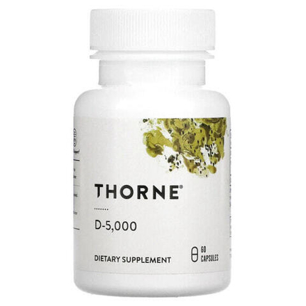 Витамин D Thorne, D-5000, 125 мкг (5000 МЕ), 60 капсул