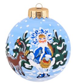 Элита НФШ-1688 Ел.украшение Шар «Снегурочка с козликом» 100 мм