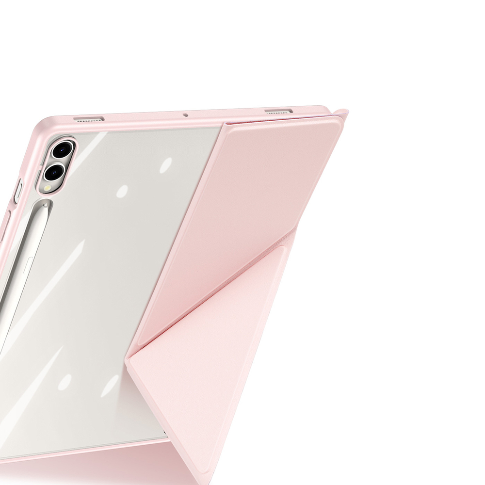 Чехол книжка розового цвета от Dux Ducis для Samsung Tab S10+, S9+, S9 FE+, серия Magi Series Case, с держателем Pencil и функцией автоматического перехода в спящий режим