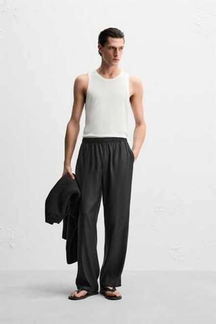 ZARA МАЙКА ИЗ КРЕПА, БЕЛЫЙ