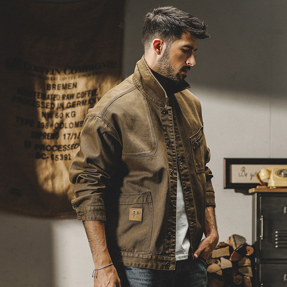 Мужская рабочая куртка винтажного стиля американского производства, весом 365 г, весенне-осенняя модная модель, свободного кроя, стильная повседневная куртка для охоты.