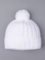 Шапка детская осенняя вязаная с помпоном