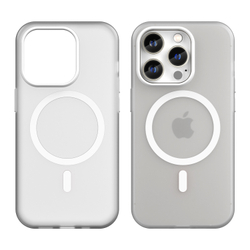 Мягкий усиленный чехол белого цвета с поддержкой MagSafe для iPhone 14 Pro, серия Frosted Magnetic