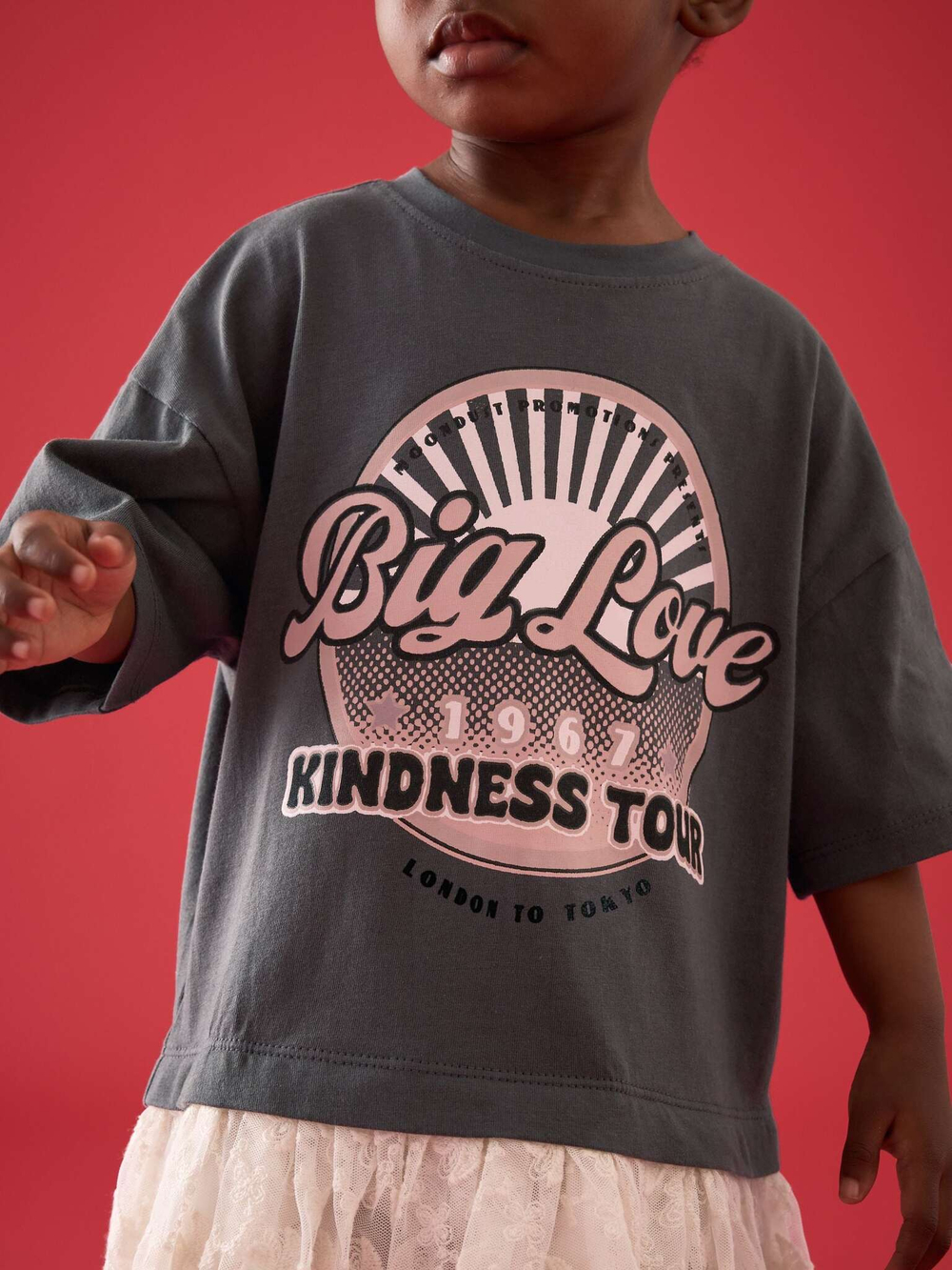 Платье для девочки Next E54-817, Темно-серый, Розовый