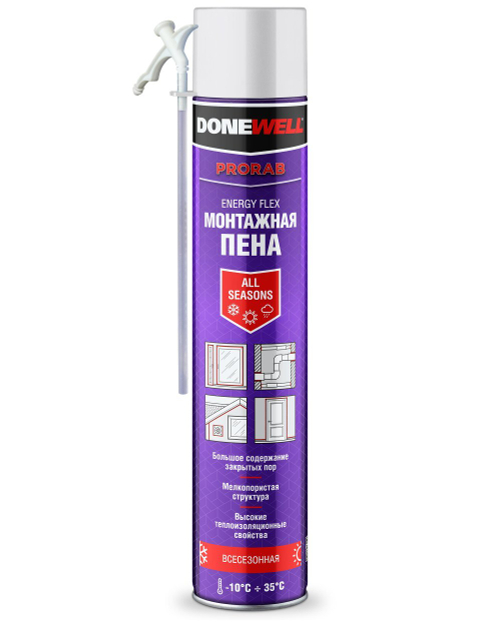 Пена полиуретановая монтажная бытовая Donewell ENERGY FLEX всесезонная
