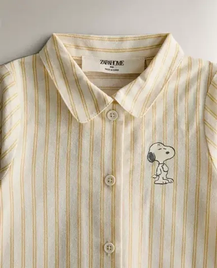 ZARA ДЕТСКИЙ ХЛОПКОВЫЙ КОМБИНЕЗОН PEANUTS™, СВЕТЛО-БЕЖЕВЫЙ