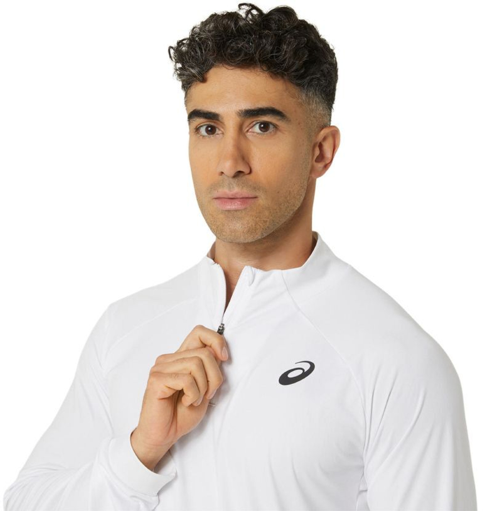 Мужская теннисная футболка теннисная Asics Men Court 1/2 Zip Long Sleeve Top - белый