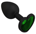 Черная силиконовая пробка с зеленым кристаллом - 7,3 см.