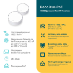 TP-Link Deco X50-PoE (2-pack) Домашняя Mesh Wi-Fi 6 система AX3000