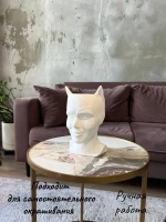 Кашпо Кошка Гипсовая голова Ваза скульптура горшок