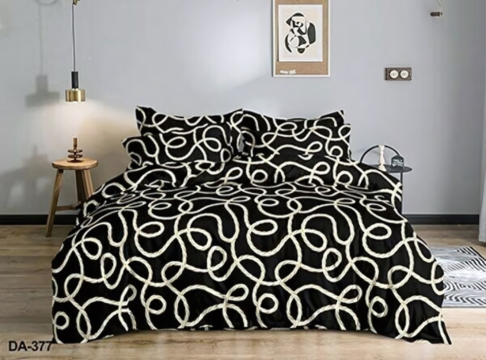 Постельное белье 2,0 полисатин Павлайн Канат на черном (ТТ) 377