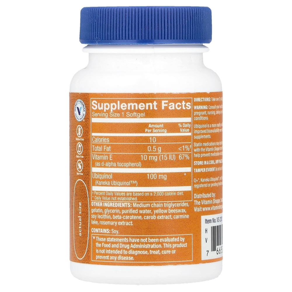 The Vitamin Shoppe, Убихинол коэнзим Q-10, 30 капсул
