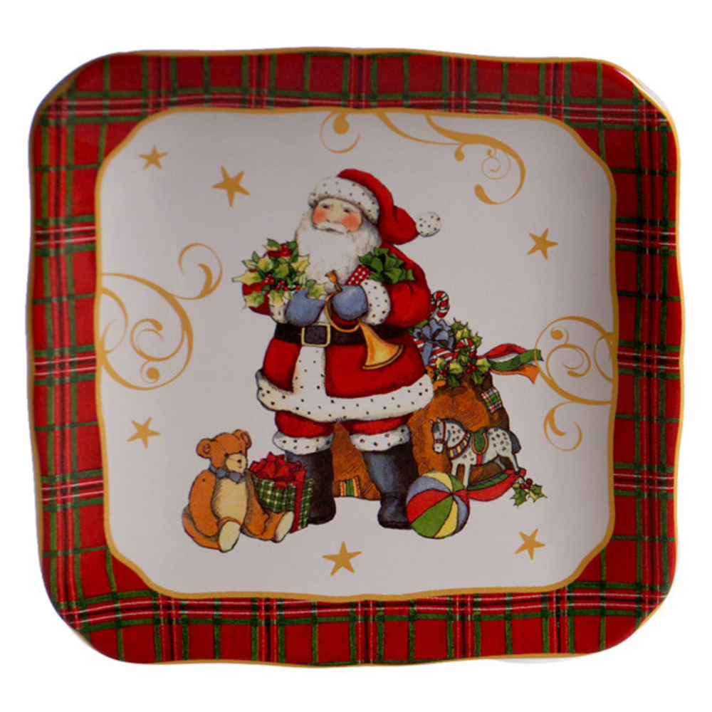 Тарелка десертная квадратная Certified Int. Винтажный Санта Мячик 15см