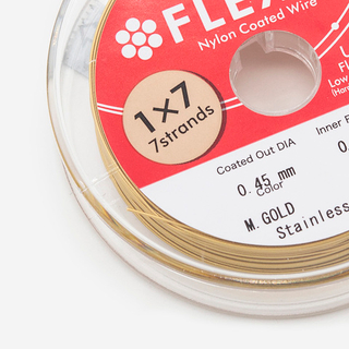 Японский ювелирный тросик FLEXY 7 диаметр 0,45мм, цвет "Сатиновое золото"