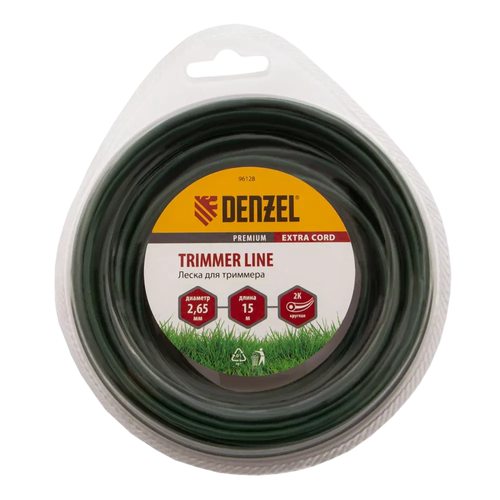 Леска для триммера двухкомпонентная круглая 2,65мм 15 м EXTRA CORD// Denzel