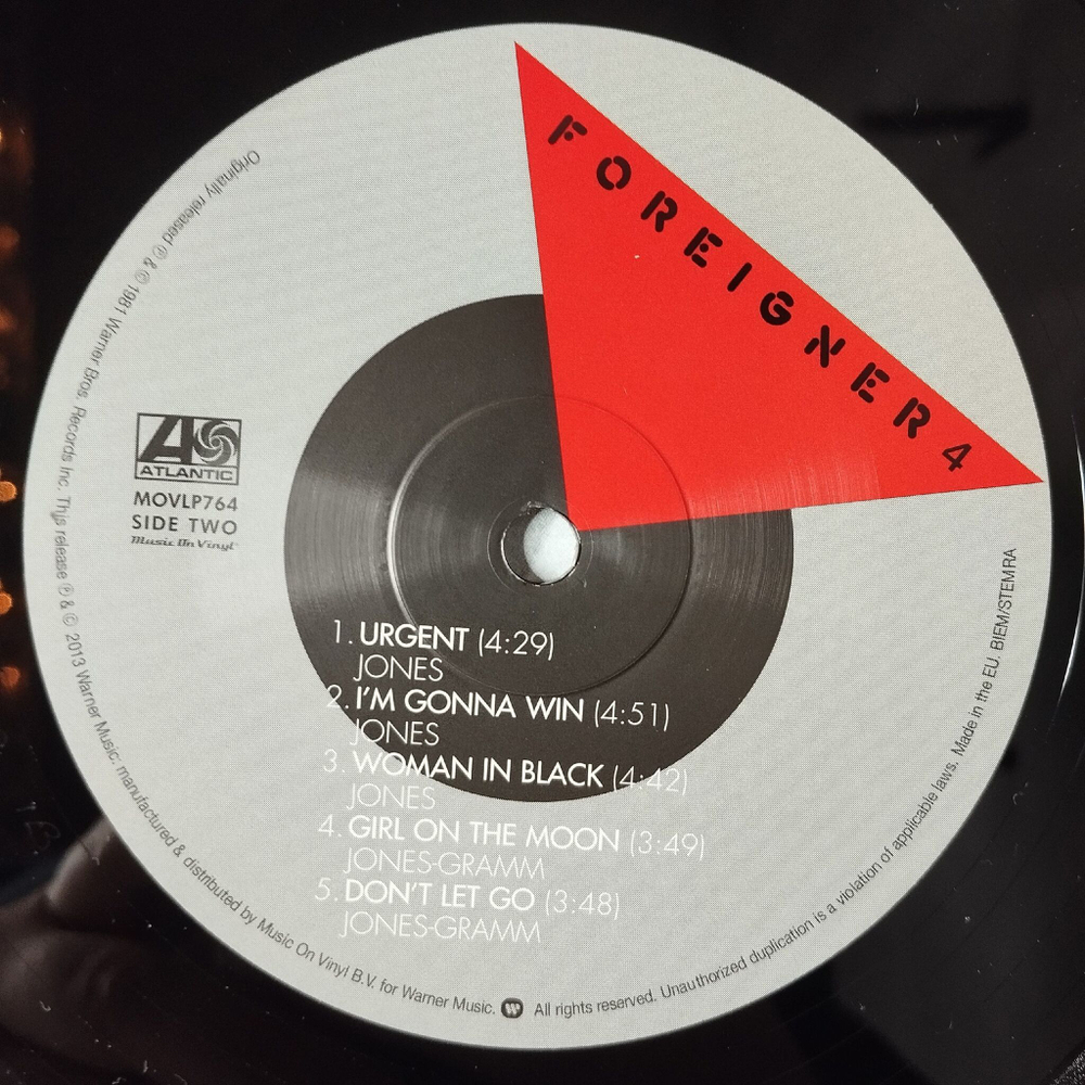 Винтажная виниловая пластинка LP Foreigner 4 (EU 2013) Music On Vinyl