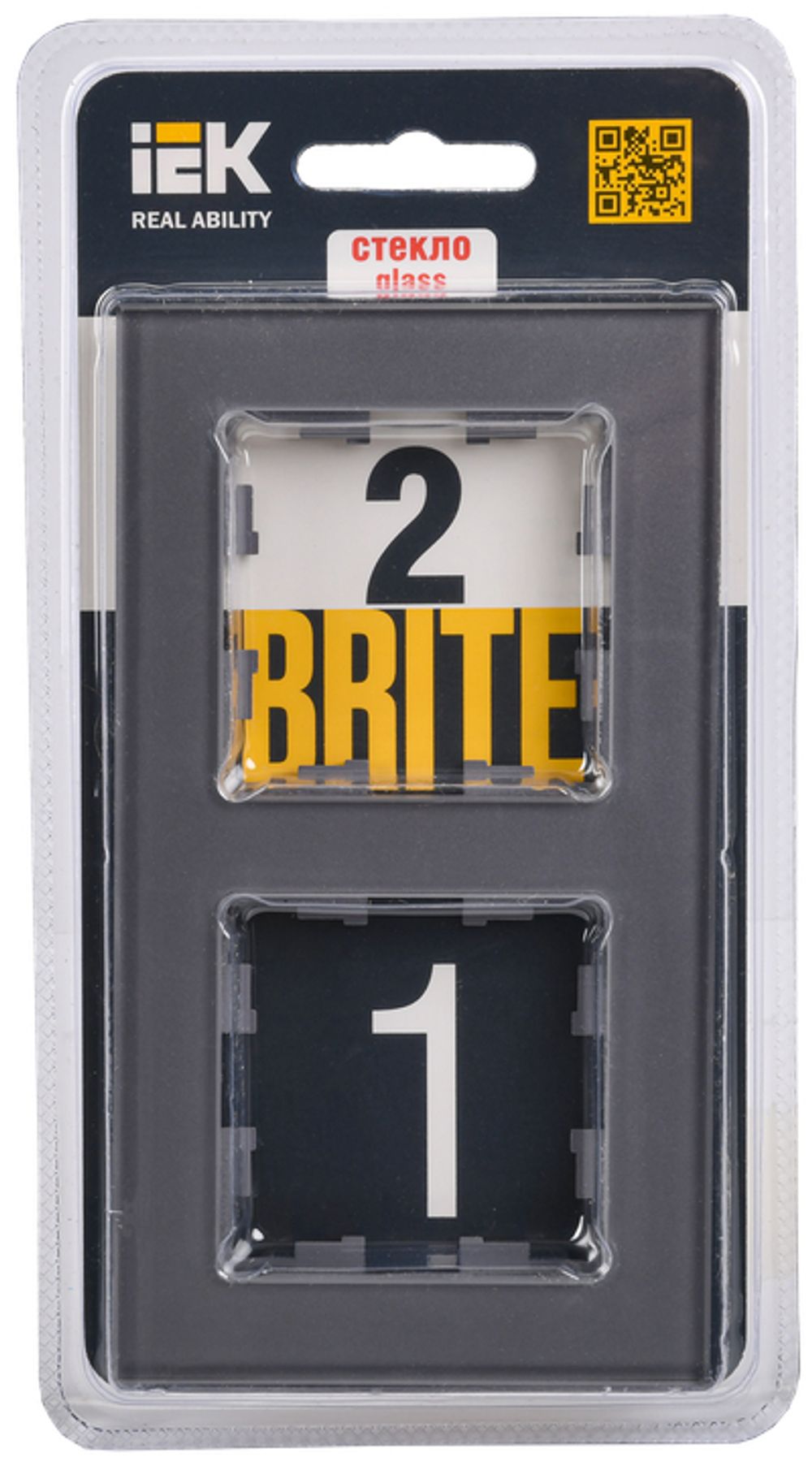 BRITE Рамка 2 -местная РУ-2-2-БрСе стекло серый IEK