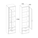 DOORSET, Шкаф с витриной 1V2S. Цвет ДУБ НАВАРРА