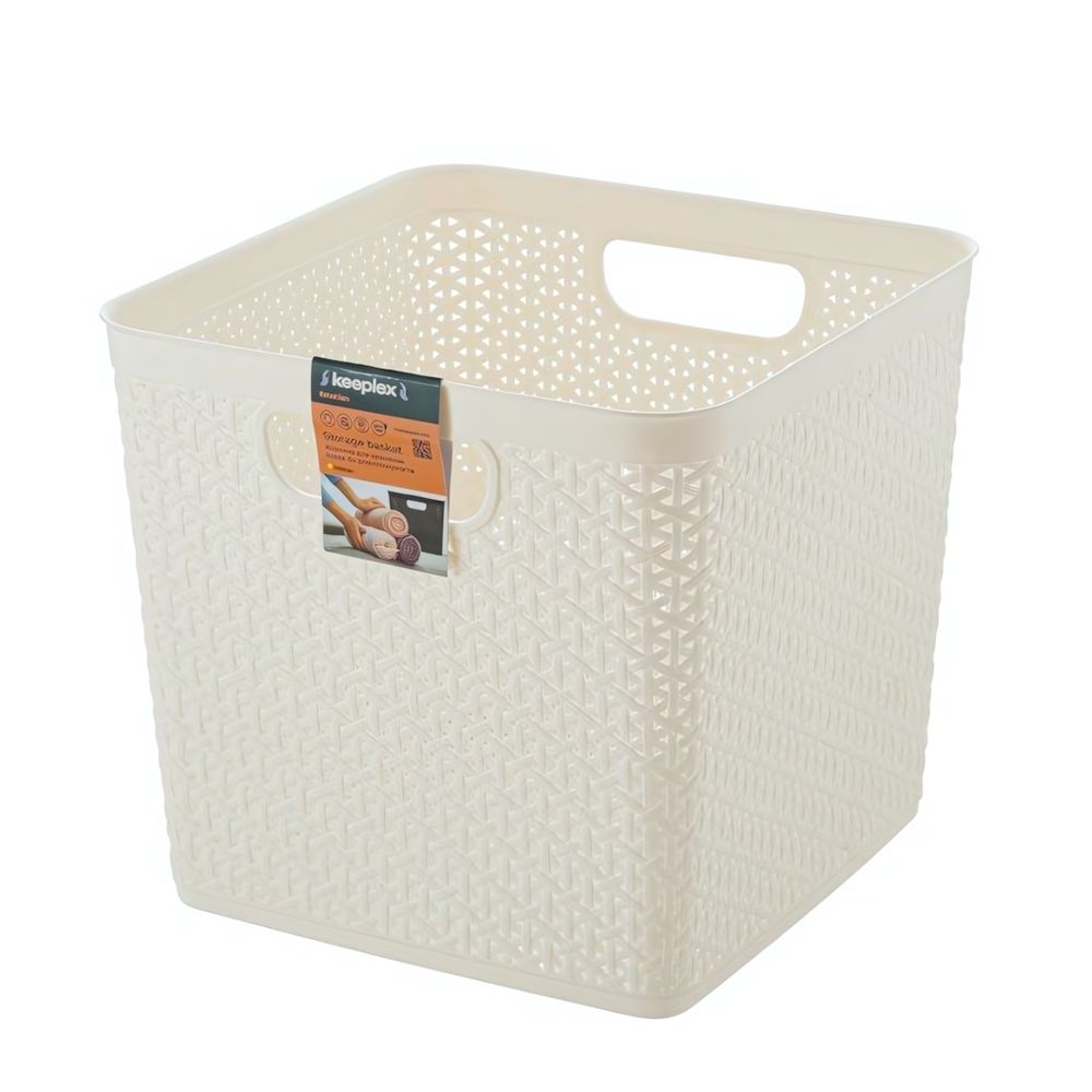 Корзина для хранения Keeplex Rattan 21л квадратная 29,5х29,5х27,5см белое облако