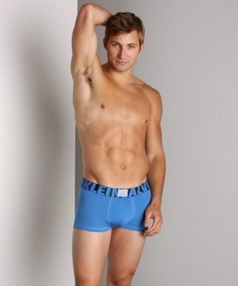 Мужские трусы боксеры синие с синими буквами Calvin Klein X Word Trunk Tempest Modal