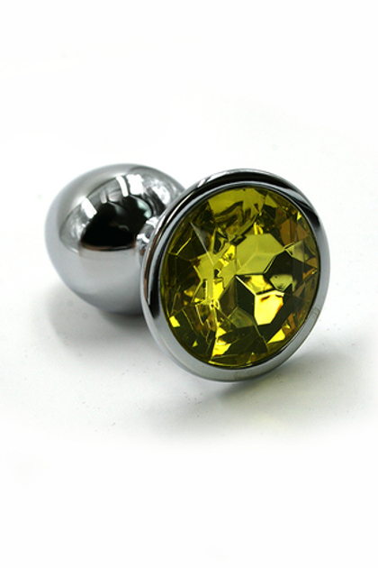 Kanikule - Серебристая анальная пробка со светло-желтым кристаллом