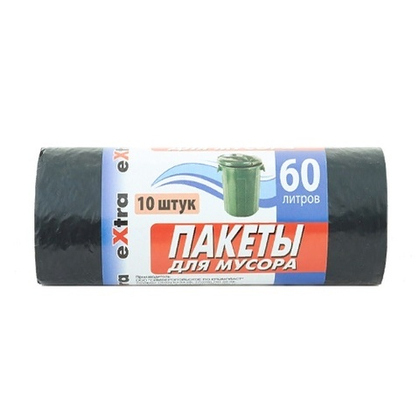 Пакеты для мусора 60л/10шт Extra (50рул/пак)