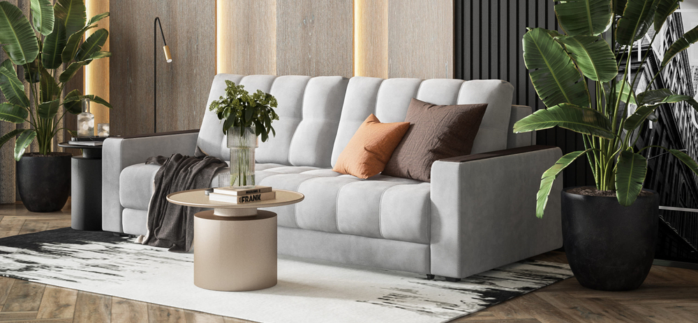 Диван Босс Велюр Монолит сталь