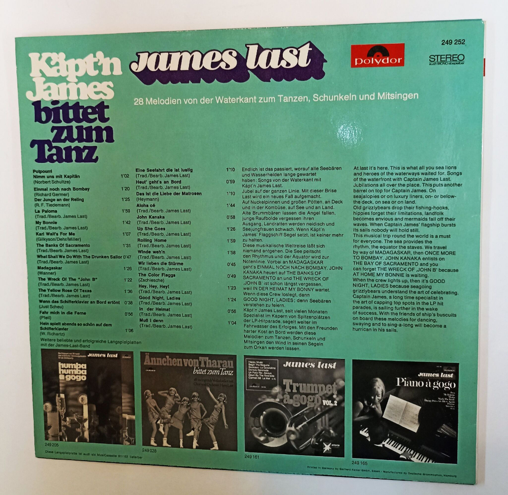 Винтажная виниловая пластинка LP James Last Kaptn James Bittet Zum Tanz (Germany 1975)