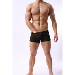 Мужские трусы боксеры с золотым поясом Cockon Boxer Black 828