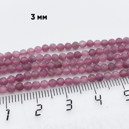 Турмалин граненый бусины, диаметр 3-3,2 мм, цена за отрезок 19 см (1/2 нити)