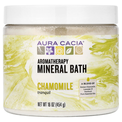 Aura Cacia, Ароматерапевтическое средство для ванны с минералами, успокаивающая ромашка, 16 унций (454 г)