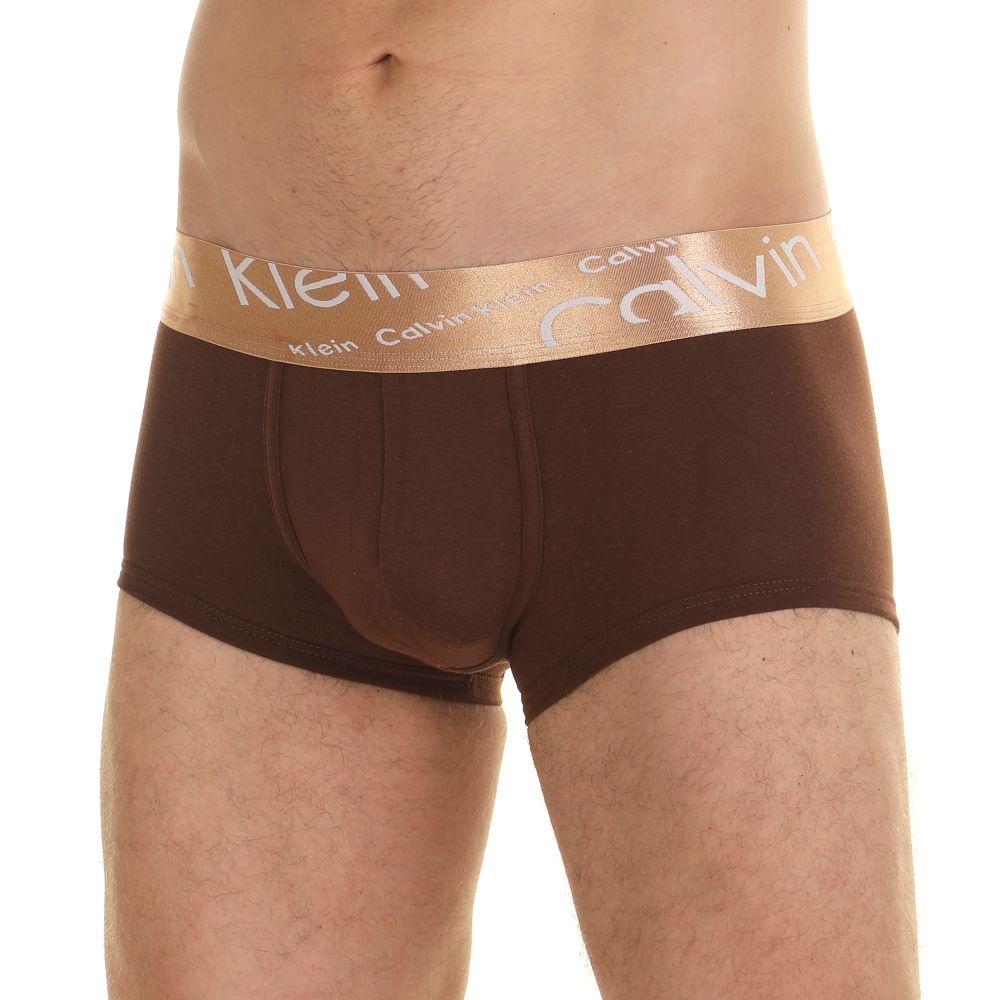 Мужские трусы боксеры коричневые Calvin Klein Steel Boxer Italics Black