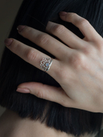 Кольцо МАНДАЛА,  серебро/лунный камень