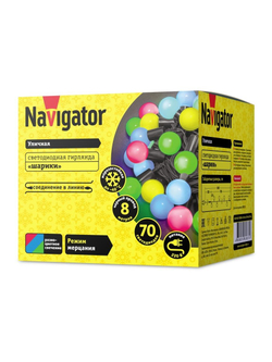 Гирлянда светодиодная 61 837 NGF-B02-70RGB-10-8m-230-BL-IP44 Navigator 61837