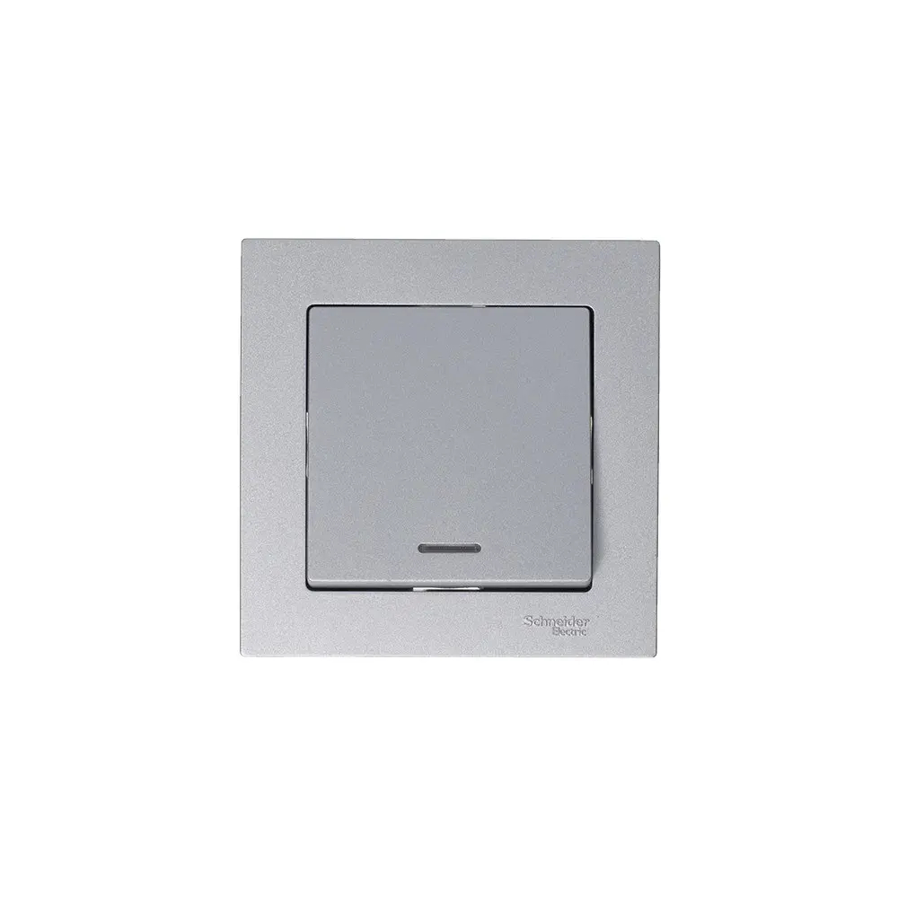 ATLASDESIGN 1-клавишный ВЫКЛЮЧАТЕЛЬ с подсветкой, сх.1а, 10АХ, механизм, АЛЮМИНИЙ