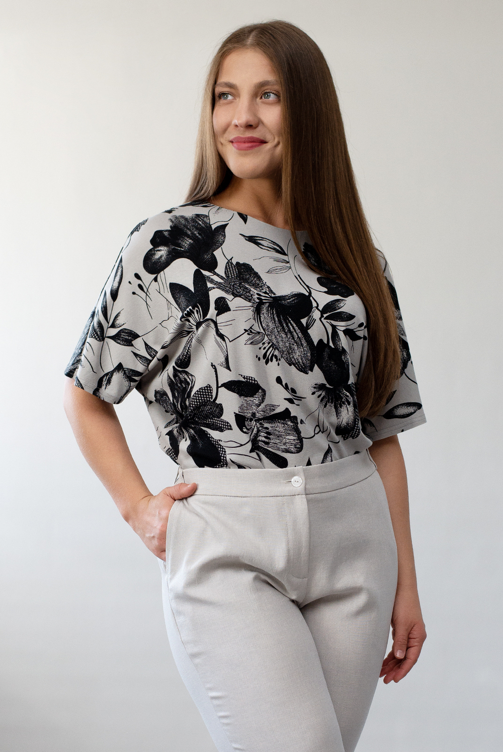 Джемпер женский 1273Л, Цветы #303Ц031273Л