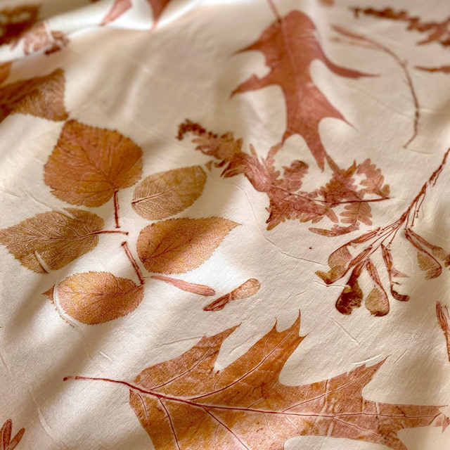 Шёлковый шарф «Апельсиновые цукаты», экопринт