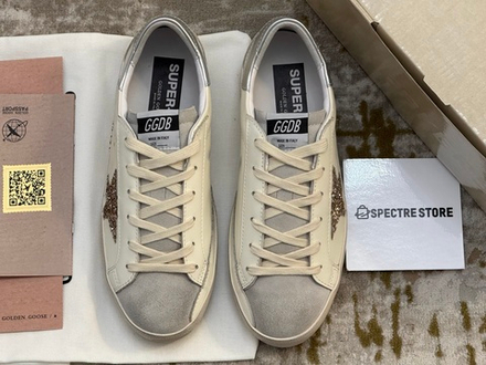 Super Star With Gold Glitter Star and Ice-Gray Suede Inserts