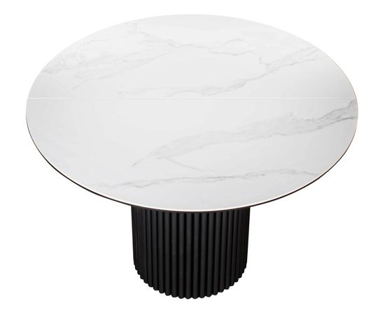 Стол DUBAI 110 (+32) белая керамика матовая / черная опора