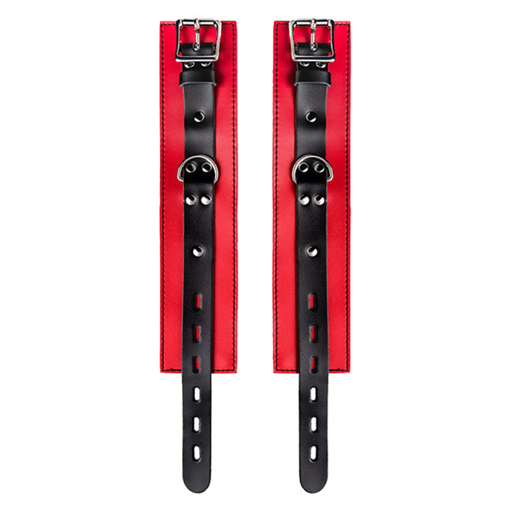 Красно-черные оковы на ноги из кожи ToyFa Theatre 702007