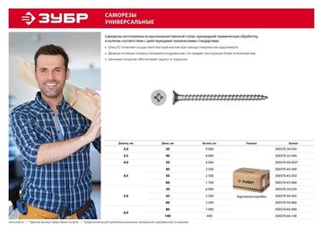 ЗУБР СУ-Б, 50 х 4.0 мм, белый цинк, 4000 шт, универсальный саморез (300370-40-050)