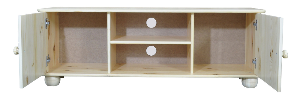 Тумба под телевизор из сосны Хаба 2 двери, 115х29х40, лакированная