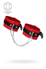 Красно-черные мягкие оковы с одним ремешком и люверсами