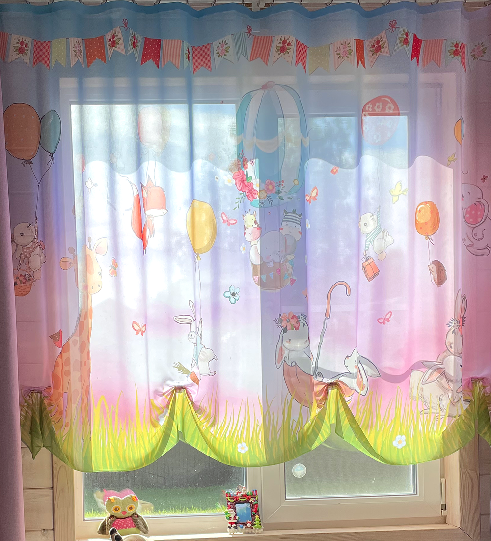 Дизайн штор "Акварельные зайчата"