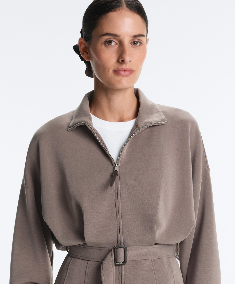 Oysho Мягкая куртка облегающего кроя, серо-коричневый