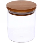 Банка для продуктов стеклянная 700мл «Хай-Тек» с бамбуковой крышкой 11*12,5см