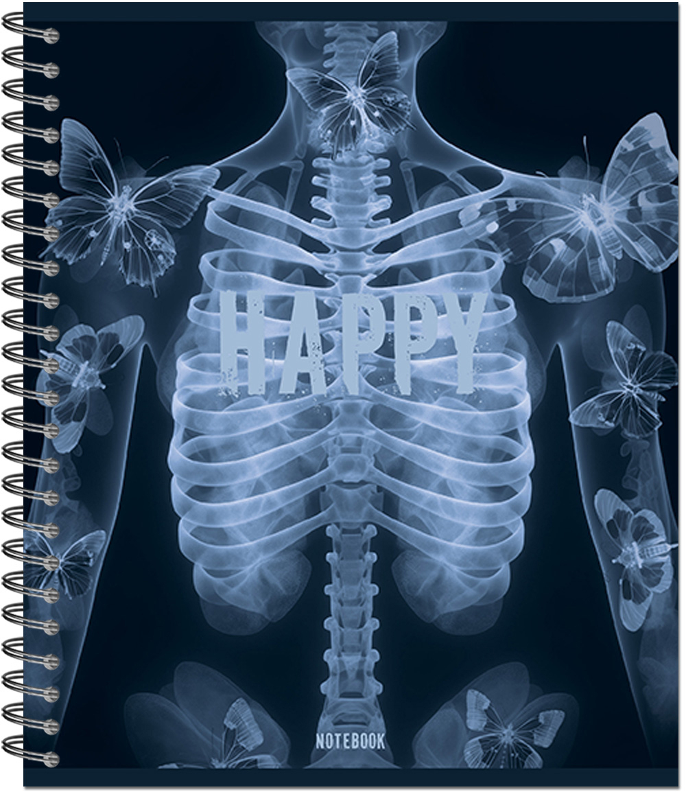 Тетрадь общая 96л, РЕНТГЕН, обложка-мелов.картон+софттач-лак, металлический гребень, клетка