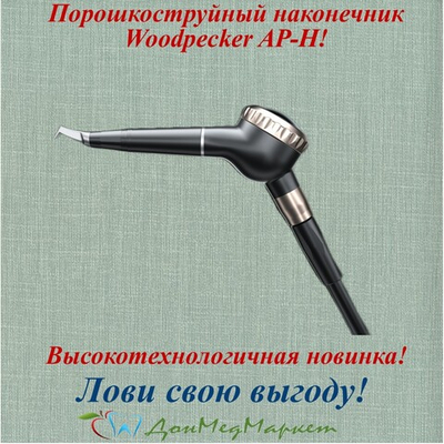Порошкоструйный наконечник Woodpecker AP-H 4-х канальное соединение Midwest, черный